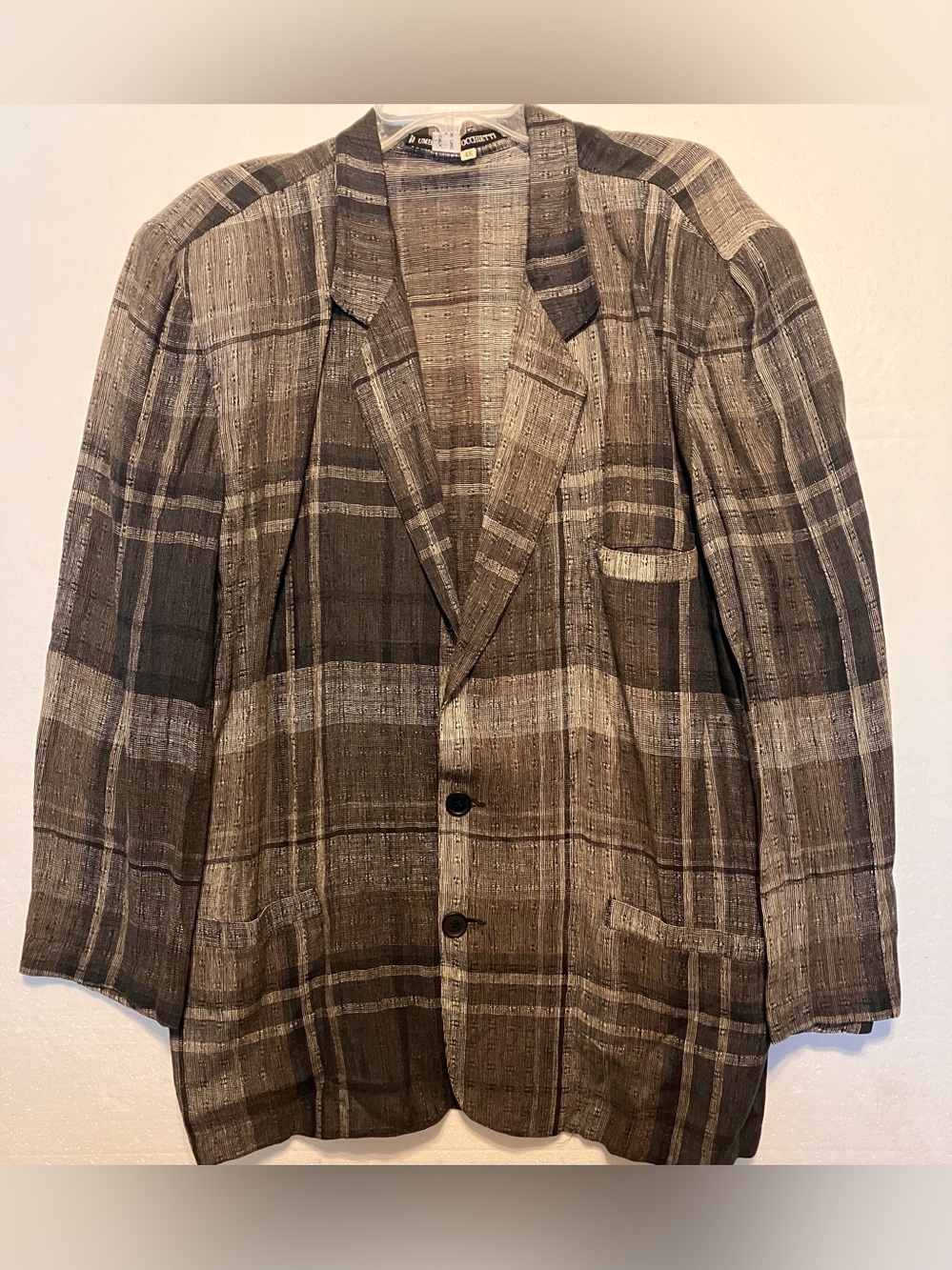 Men's Umberto Ginocchietti Plaid Lightweight Jacket size 48